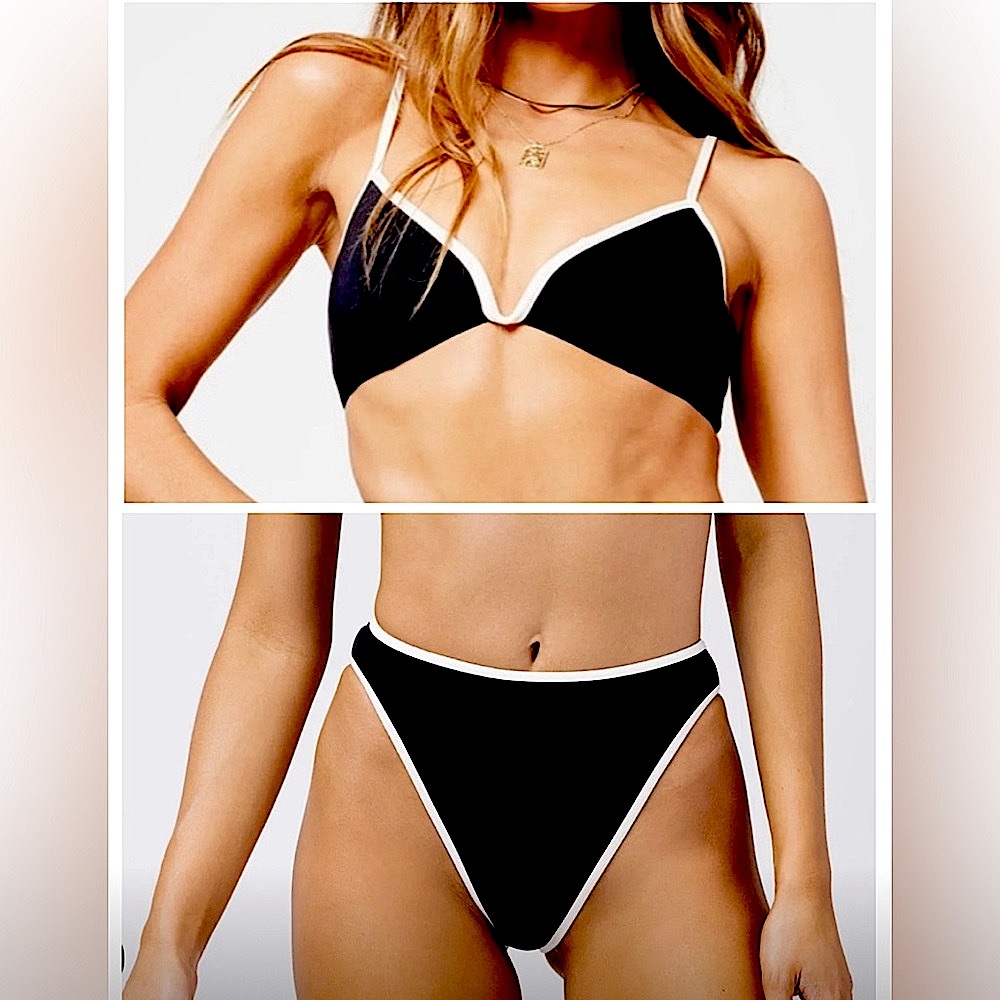 LSPACE HELENA BIKINI TOP NORA BOTTOM BLACK WHITE SIZE SMALL NWT SOLD OUT